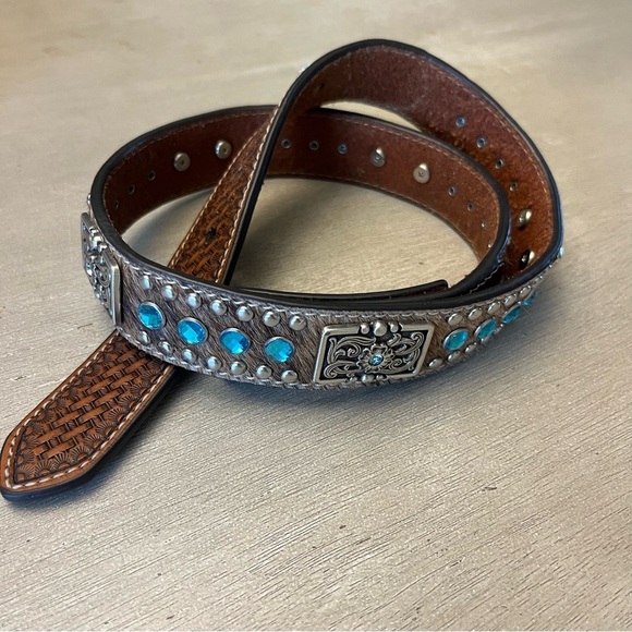 Nocona Studded Leather Belt - Picture 1 of 4